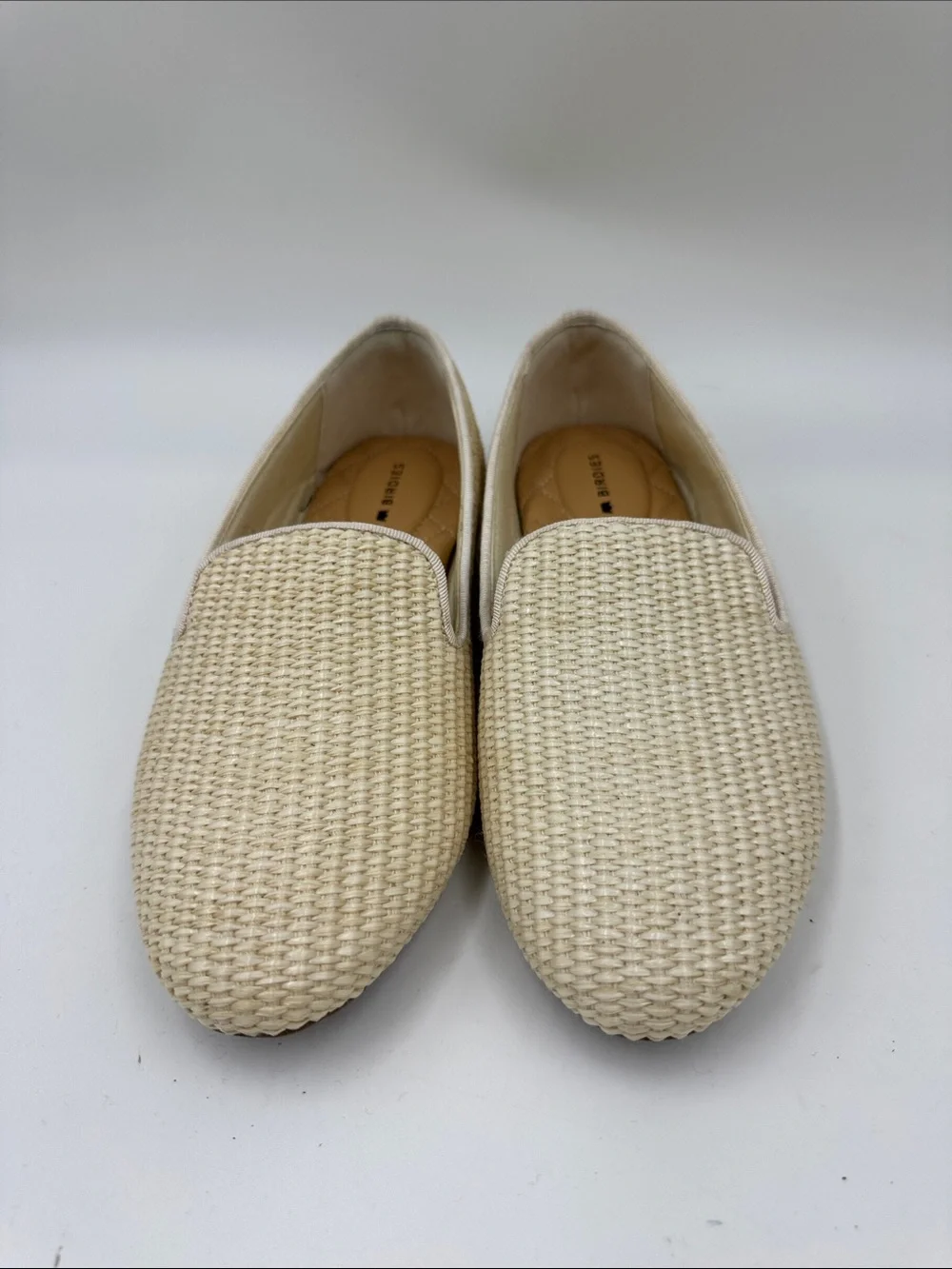 Birdies Cream Woven Slip-On Loafers